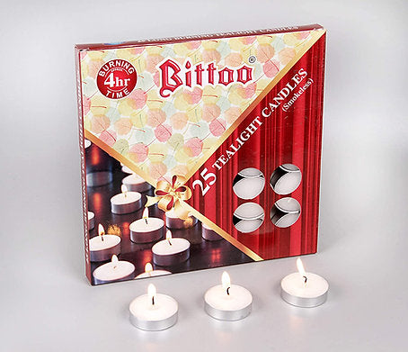 Bittoo Tea Light (Set of 25) (4 Hr. Burning)