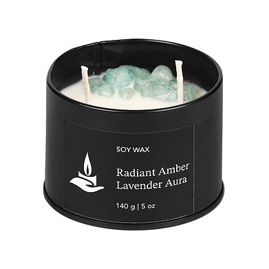 Scented Soy Wax Crystal Jar Candle 140 gm 25-30 Hrs (RADIANT AMBER LAVENDER AURA