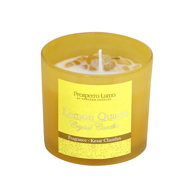 Premium Crystal Glass Soy Wax Candle Home Décor Amber Lavender (Kesar Chandan)