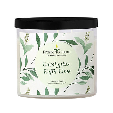 Scented Soy Wax Triple Wick Votive Jar Candle (Eucalyptus Kaffir Lime)