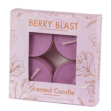 Scented Premium Soy Wax Jumbo Tealights Pack of 4, (Berry Blast)
