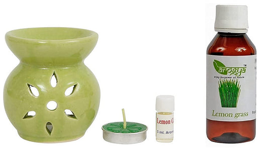 Ceramic Candle Operated || Aroma Oil Burner Lemon Grass || Aroma Essential Oil