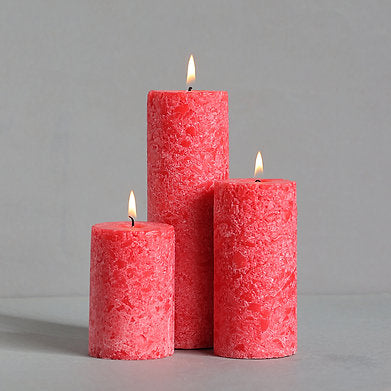 Set of 3 Fragrance Pillar Candles Marble Finish (Rose Fragrance)