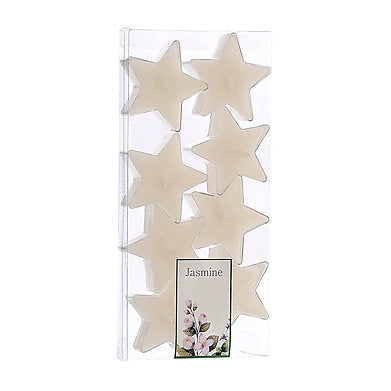 Star Shaped T Light Set of 8,| Scented (White - Jasmine)