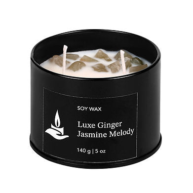 Scented Soy Wax Crystal Jar Candle 140 gm 25-30 Hrs (Luxe Ginger Jasmine Melody)