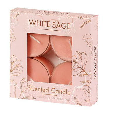 Scented Premium Soy Wax Jumbo Tealights Pack of 4 , (White SAGE)