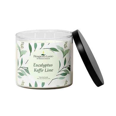 Scented Soy Wax Triple Wick Votive Jar Candle (Eucalyptus Kaffir Lime)
