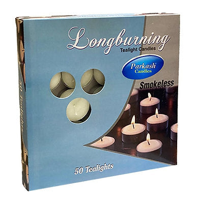 Long Burning Paraffin Wax Tea Lights (Set of 50) 4 hr.