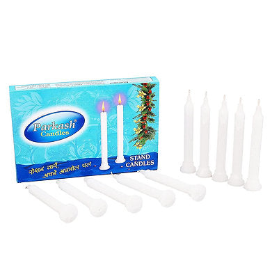 Candles Plain White Stand Candle (10 Candles) ( 5 hrs+), Small
