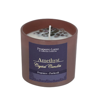 Premium Crystal Glass Soy Wax Candle Home Décor Amber Lavender (Patchouli)