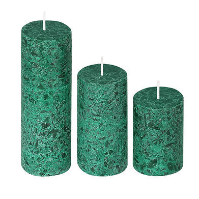 Set of 3 Fragrance Pillar Candles Marble Finish (Mogra Fragrance)