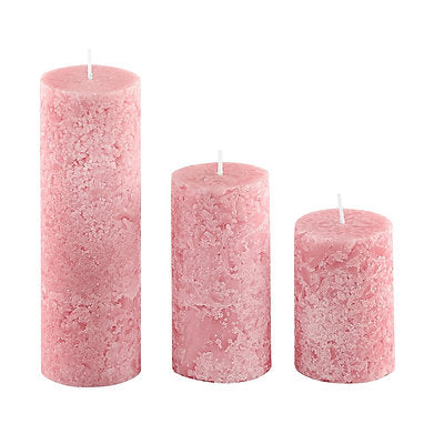 Set of 3 Fragrance Pillar Candles Marble Finish (Baby Pink - White Sage)