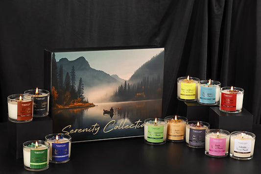 Luxury Serenity Collection Scented Crystal Jar Premium Candle Set of 12