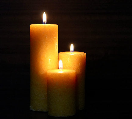 Set of 3 Fragrance Pillar Candles Marble Finish (Sandalwood Fragrance)