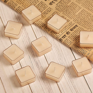 Scented Square Shaped Tealights Pack of 9 (Jasmine - White)