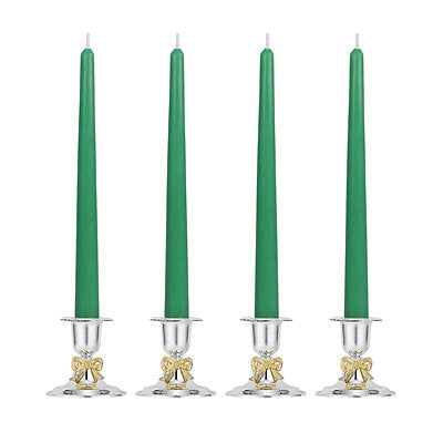 Parkash Candles Unscented Dripless Taper Candles Set of 4 Paraffin Wax (Green)