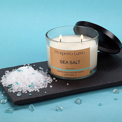 Premium Scented Soy Wax Aroma Therapy Dual Wick Votive Jar Candle (SEA SALT)