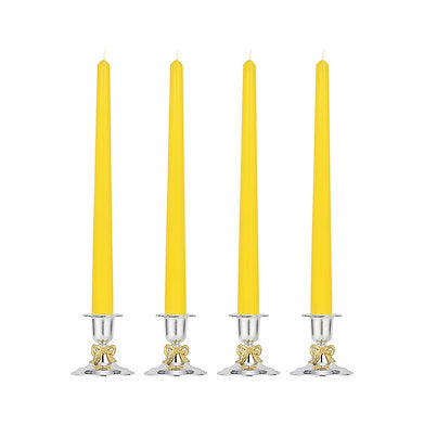 Unscented Dripless Taper Candles Set of 4 Paraffin Wax (Yellow)