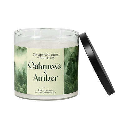 Scented Soy Wax Triple Wick Votive Jar Candle (OAHMOSS & AMBER)