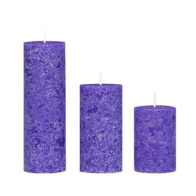 Set of 3 Fragrance Pillar Candles Marble Finish (Lavender Fragrance)