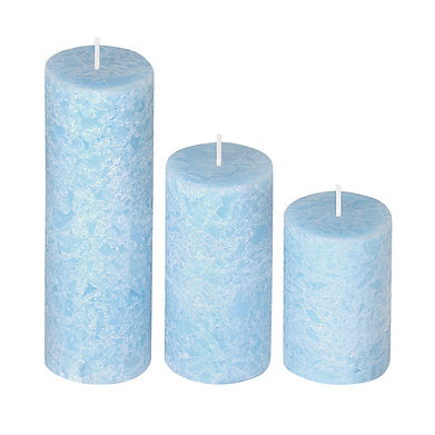 Set of 3 Fragrance Pillar Candles Marble Finish (Maldives Fragrance)