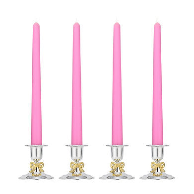 Unscented Dripless Taper Candles Set of 4 Paraffin Wax (Pink)