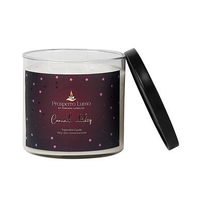 Scented Soy Wax Triple Wick Votive Jar Candle (CARAMEL WHISKEY)