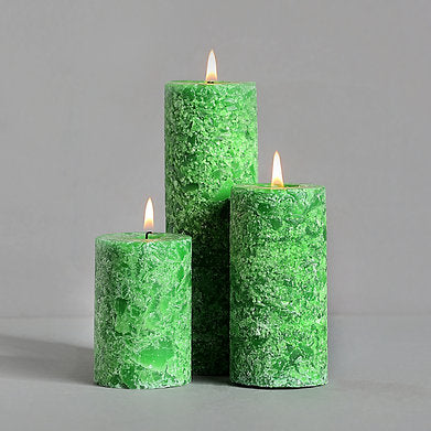 Set of 3 Fragrance Pillar Candles Marble Finish (Lemon Grass Fragrance)