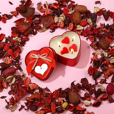 Luxury Heart Shaped Box Premium Soy Wax Scented Candle White Rose Oudh