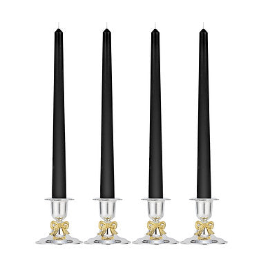 Unscented Dripless Taper Candles Set of 4 Paraffin Wax (Black)