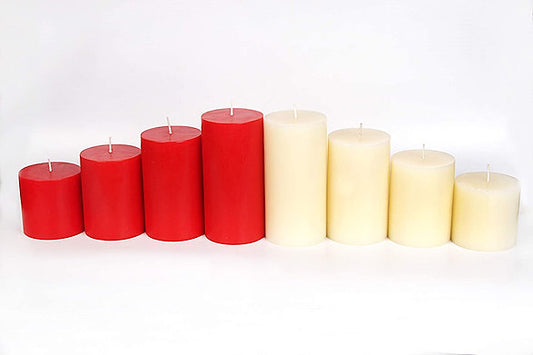 Paraffin Wax Scented Pillar Candle (Red), Set of 4
