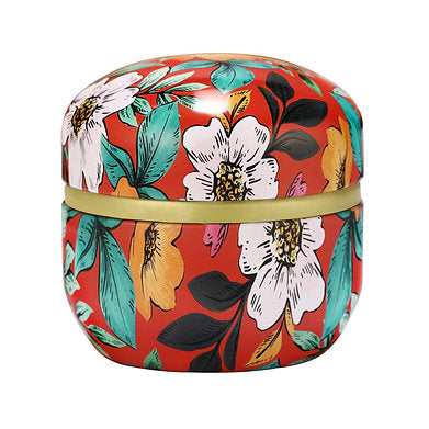 Floral Tin Soy Wax Scented Candle Set of 2 Lavender Cedar Woods || Myrrh Amber