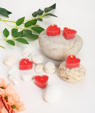 Scented Heart Shaped Tealights for Home Decor | Set of 10 (RED - Rose)