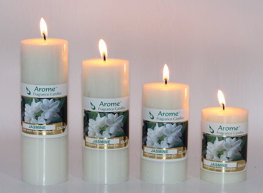 Set of 4 Fragrance Pillar Candles (Jasmine - White)
