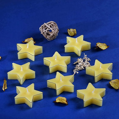 Star Shaped T Light Set of 8,| Scented (Yellow - Lemon)