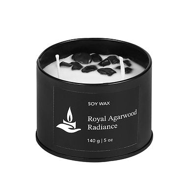 Scented Soy Wax Crystal Jar Candle 140 gm 25-30 Hrs (Royal AGARWOOD Radiance)