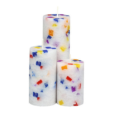 Set of 3 Fragrance Pillar Candles Marble Finish (Christmas Snow - Mahag)