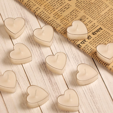 Scented Heart Shaped Tealights for Home Decor | Set of 10 (White - Jasmine)