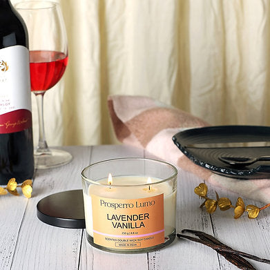 Premium Scented Soy Wax Dual Wick Votive Jar Candle (LAVENDER VANILLA)