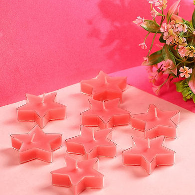 Star Shaped T Light Set of 8,| Scented (Pink - Rose)