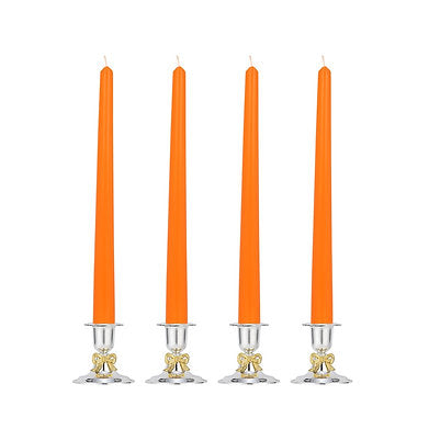 Unscented Dripless Taper Candles Set of 4 Paraffin Wax (Orange)
