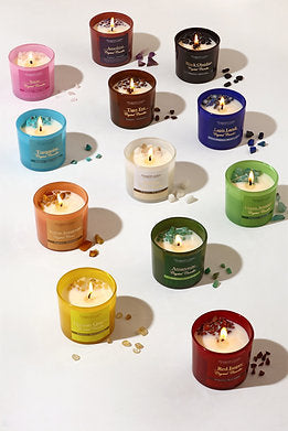 Premium Crystal Glass Soy Wax Candle Home Décor Amber Lavender (English Blush)