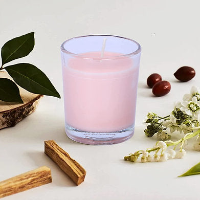 Scented Votive Glass Candles Set of 3 , 100% Natural Soy Wax (White SAGE)