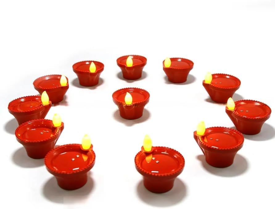 Prosperro Lumo by Parkash Candles Water Sensor Diya || Acrylic Flameless & Smokeless Decorative Diya Candle || Perfect for Gift, Diwali || Set of 12