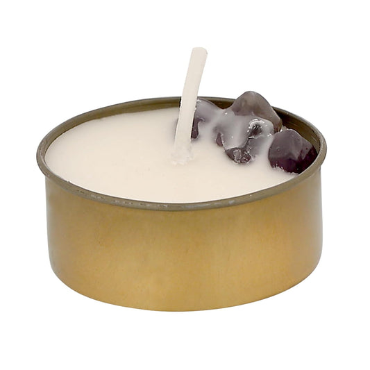 Sacred Flames Scented Tealight Candles – 25 Healing Soy Wax Candles with Crystals – Aromatherapy & Manifestation (AMATHISYT)