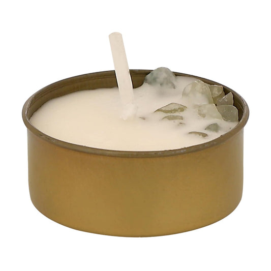 Sacred Flames Scented Tealight Candles – 25 Healing Soy Wax Candles with Crystals – Aromatherapy & Manifestation (Green AVE)