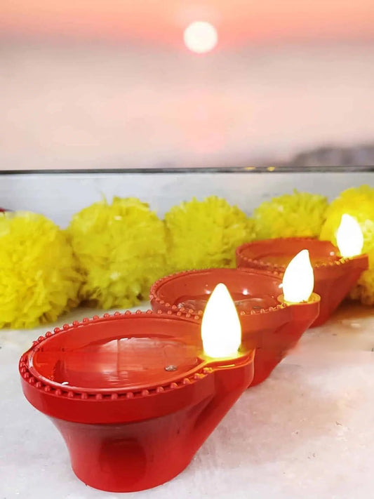 Water Sensor Diya || Acrylic Flameless & Smokeless Decorative Diya Candle || Perfect for Gift, Diwali || Set of 12