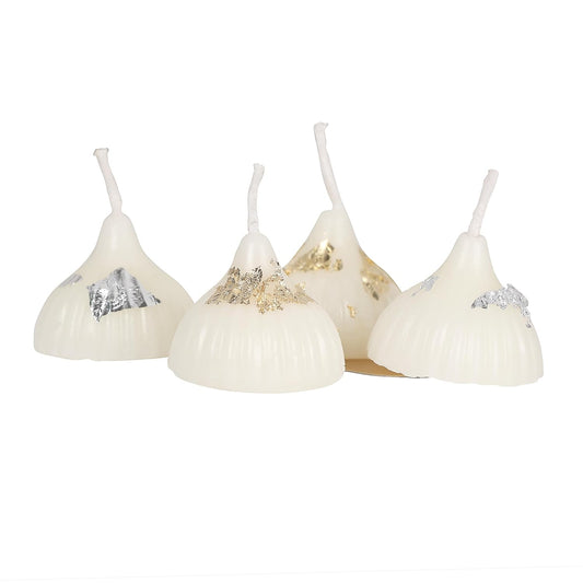 Modak Shape Candle for Ganesh Chaturthi Decoration, Home Decoration, Birthday, Wedding | Unscented Premium Wax Candles Yellow & White Color (Pack of 6)