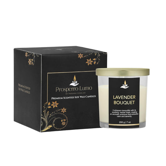 Premium Scented Soy Wax Candle 200 gm 25-30 Hrs Luxury Aroma Therapy Votive Jar Scented Candles for Home Decor Gift Set (Lavender Bouquet)