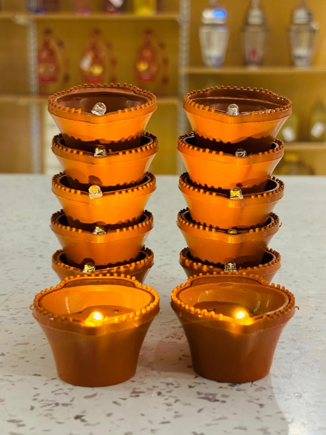 Prosperro Lumo by Parkash Candles Water Sensor Diya || Acrylic Flameless & Smokeless Decorative Diya Candle || Perfect for Gift, Diwali || Set of 12